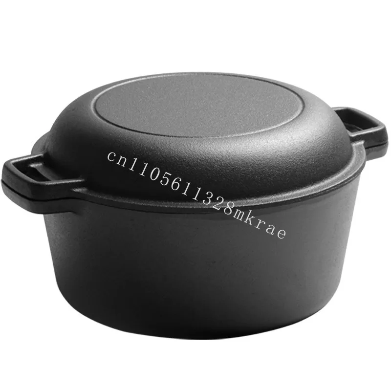 

New 2 in 1 cast iron Dutch oven with skillet saucepan