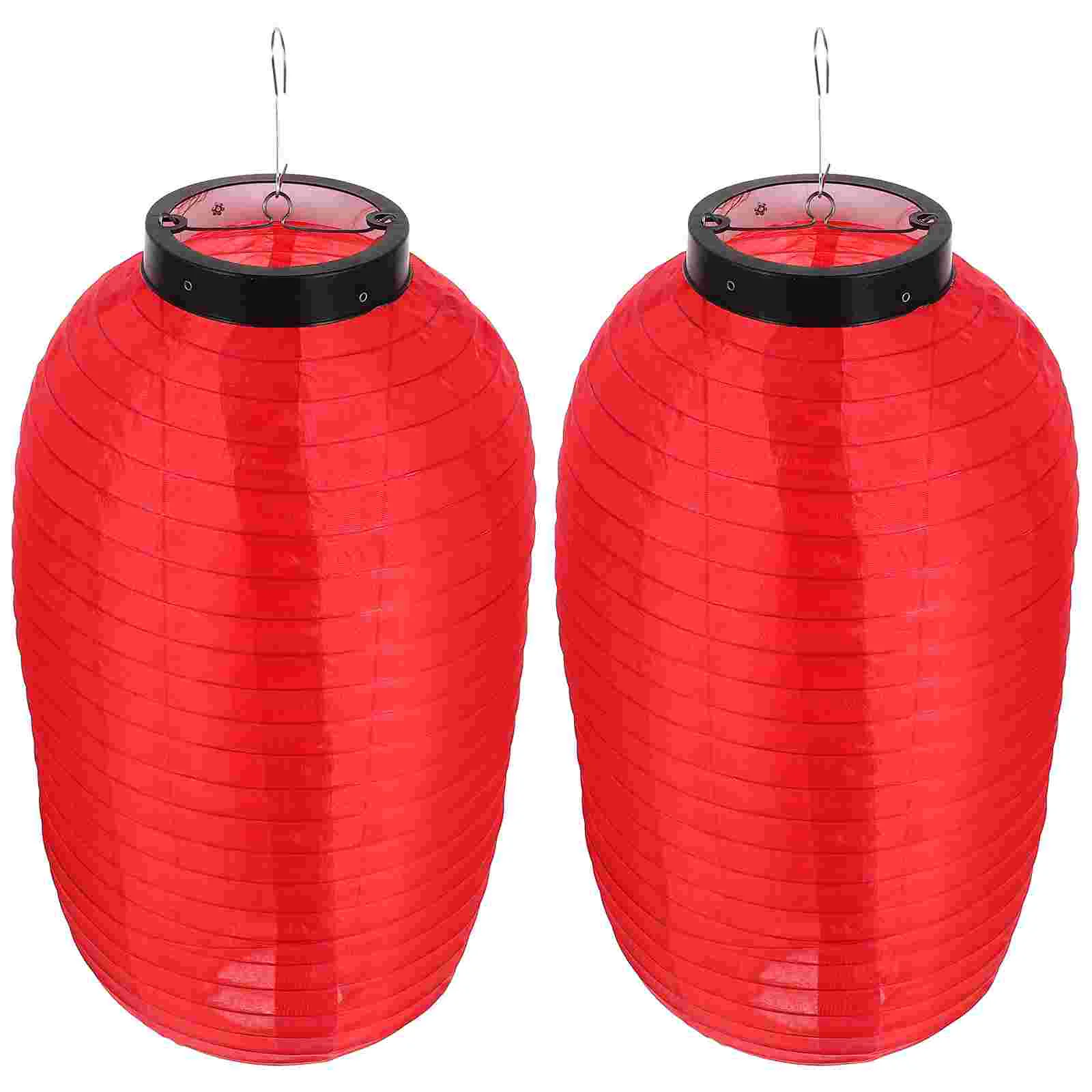 

2 Pcs Waterproof Silk Lanterns Japanese Style Hanging Decorative Lights Red Festival Home Restaurant