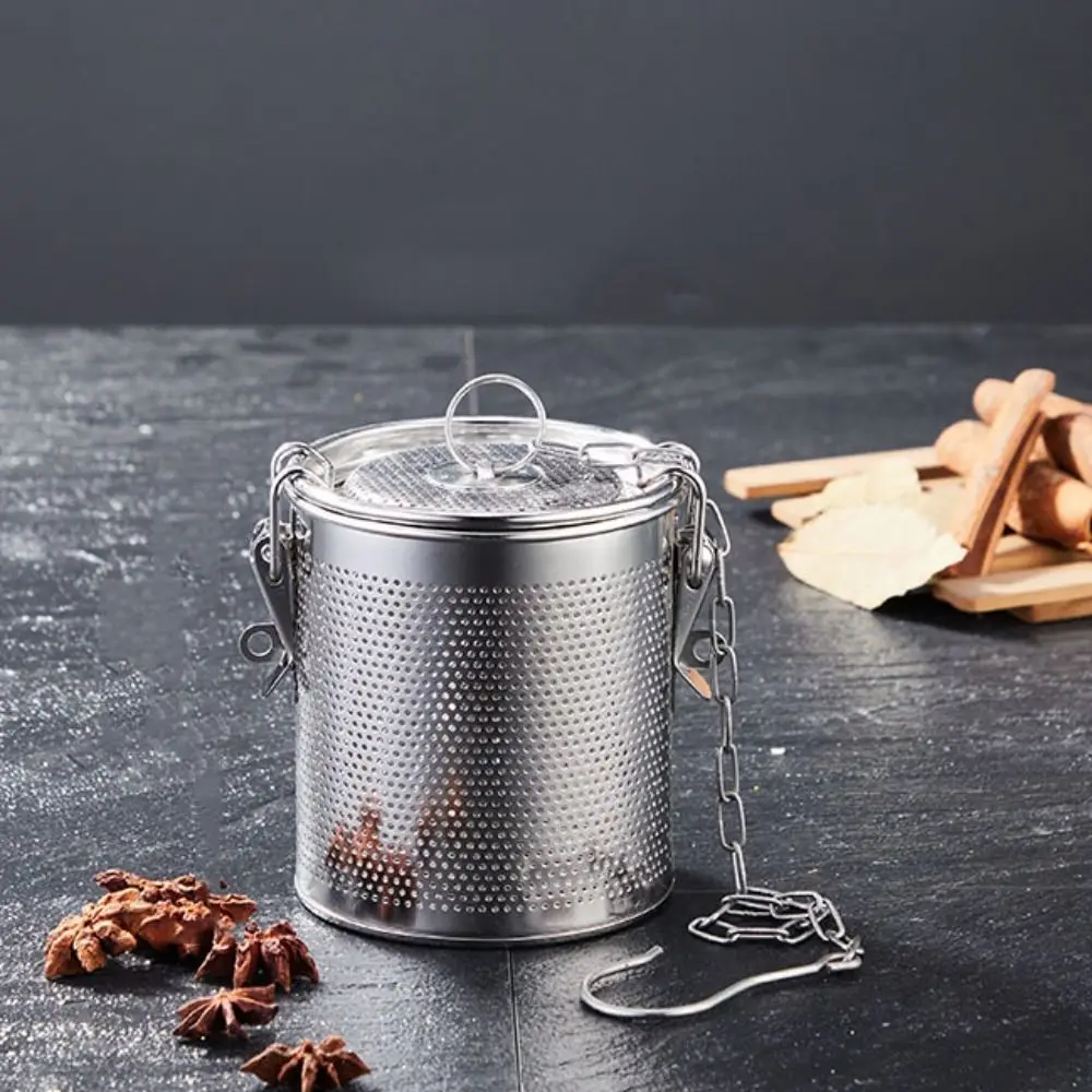 Saringan Bumbu Masakan Stainless Steel 304 dengan Pengait Rantai, Infuser Bola Teh Jaring Halus, Anti Karat dan Tahan Korosi