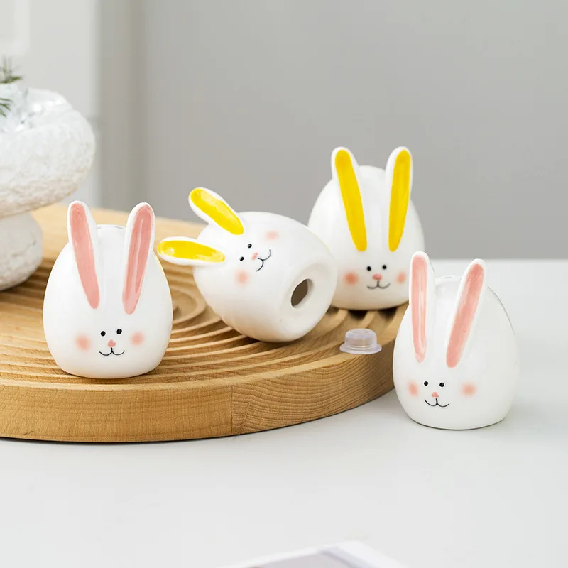 Nordic Ins style rabbit ceramic pepper salt bottle Easter ceramic rabbit egg tray,mug coffee cup Kawaii home decor accessories