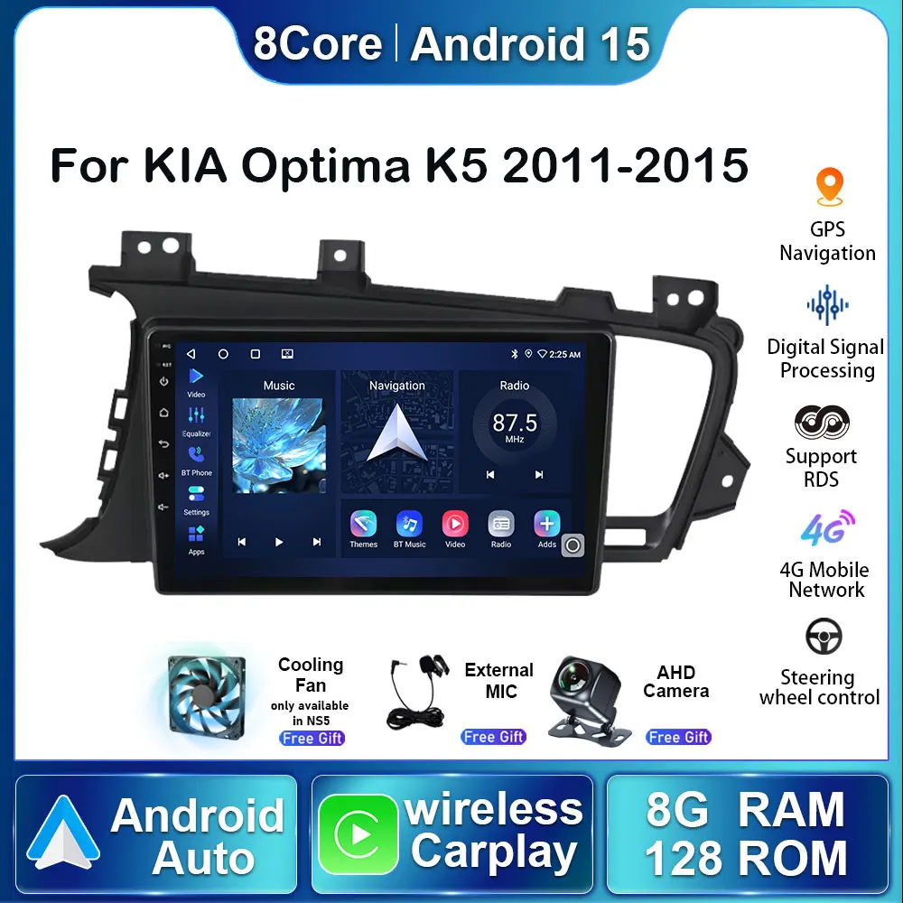 

9-дюймовый 128ГБ Android 15 для KIA Optima K5 2011-2015 Автомагнитола Мультимедийный Стерео Видеоплеер с Carplay Экран