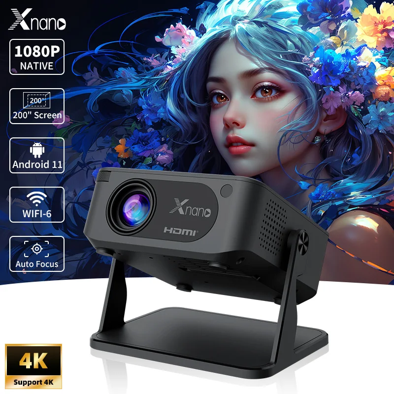 

Xnano проектор 130ANSI 720P Android 11 коррекция ключевого камня двойной Wi-Fi 5 Bt5.0 портативный открытый кинотеатр для встреч умные проекторы