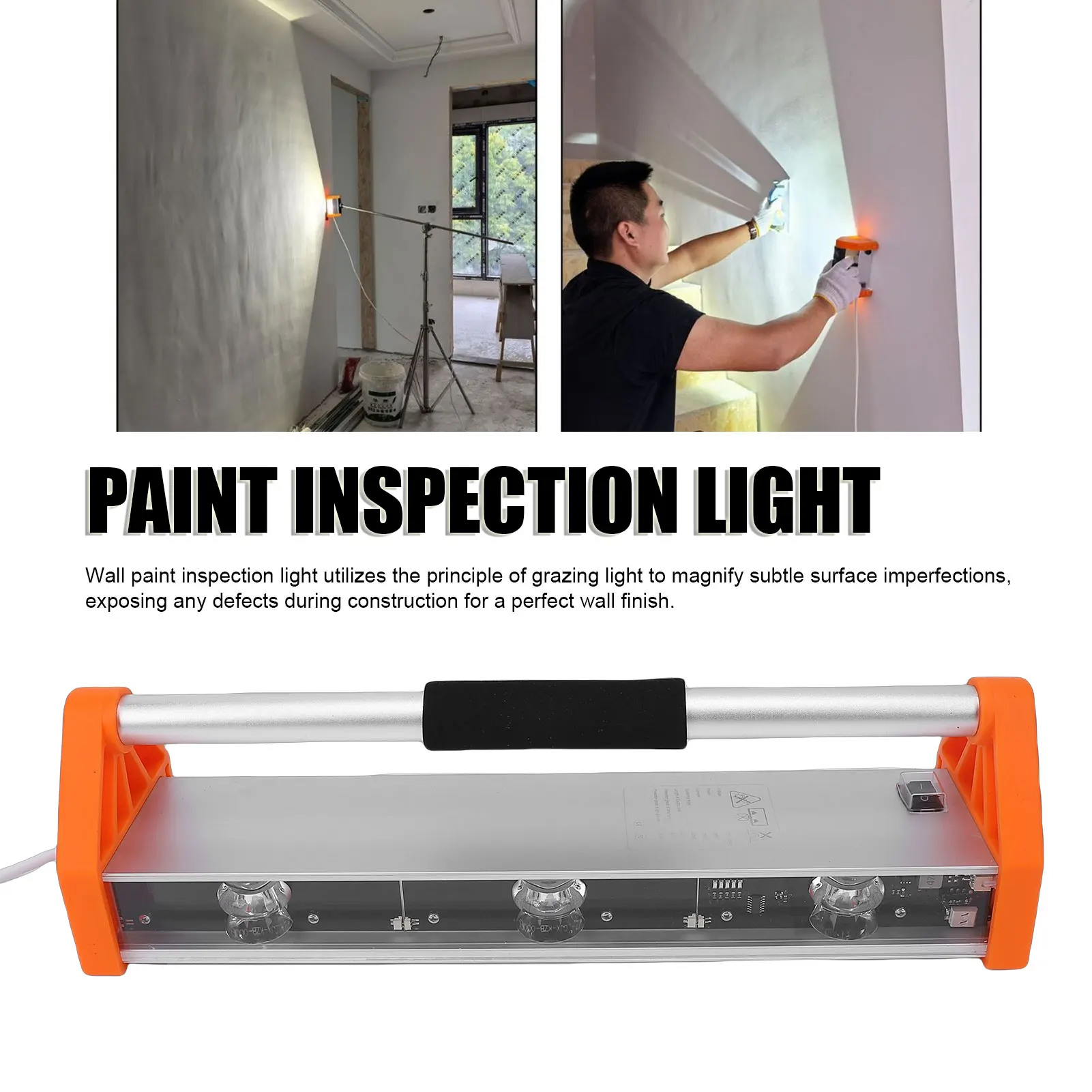 Wall Paint Inspection Light 3 Lamp Beads 39W 2600lm Universal Polishing Auxiliary Tool 120 Degree X 5 Degree Irradiation Angle