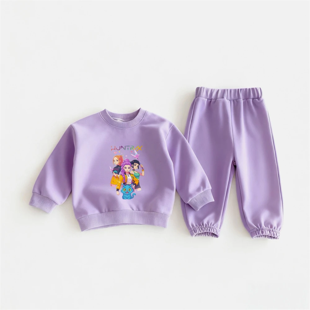 الأطفال الخريف زي بلوزات جميلة بلون السراويل قطعتين مجموعة لباس خارجي طفل طويل الأكمام شيطان الصيادين بلايز + السراويل