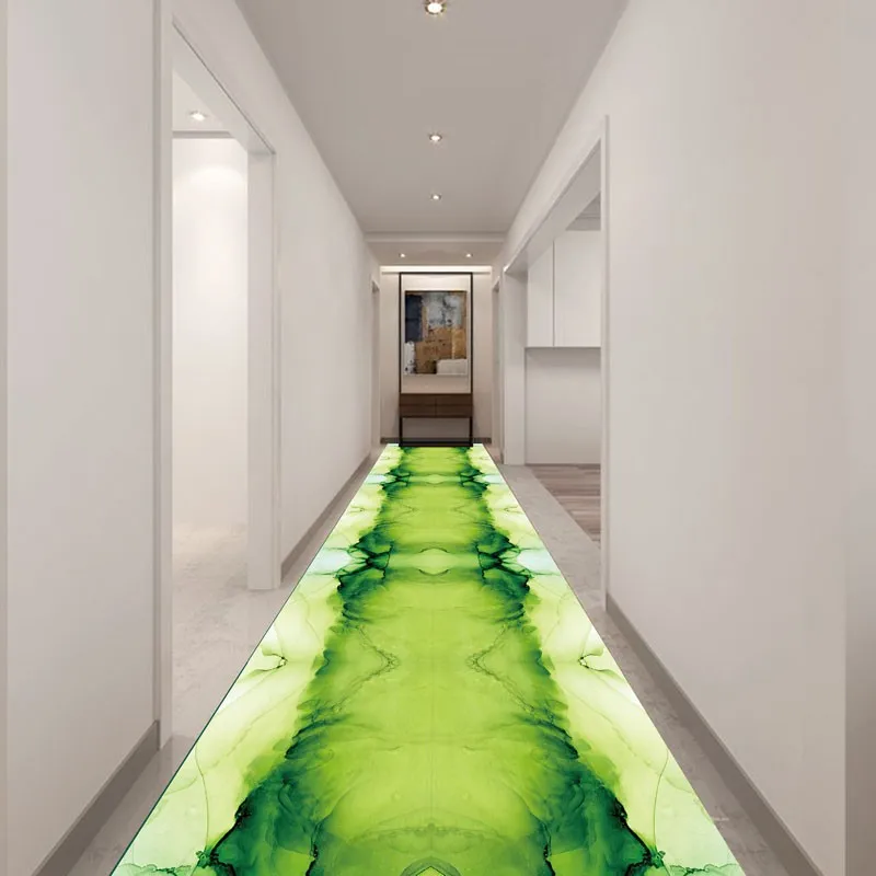 Reese Lobby Carpet Long Rug Hallway Home Corridor Aisle Fresh Green Alcohol Ink Abstract Beach Ethereal Pattern Modern Art Decor