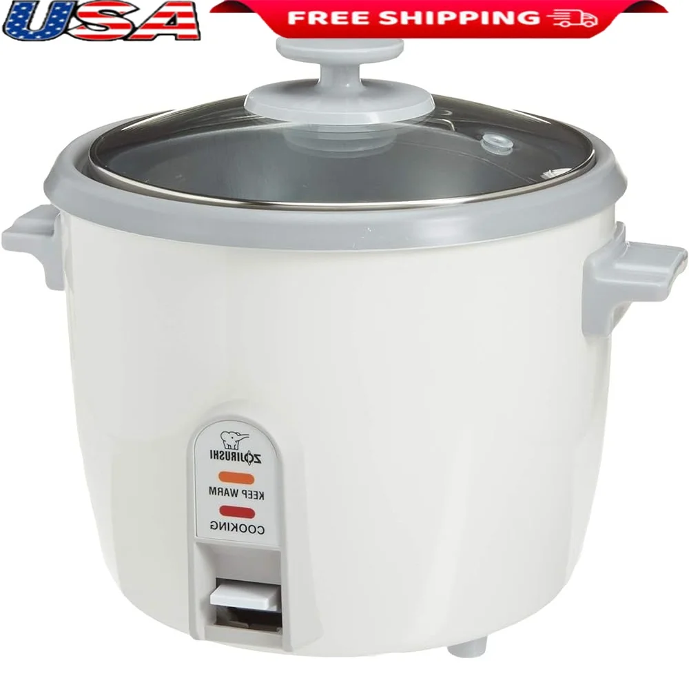 

6 Cup Rice Cooker Steamer Warmer Glass Lid Automatic Keep Warm Function Electric Cookware Food Steaming Durable Handles Easy
