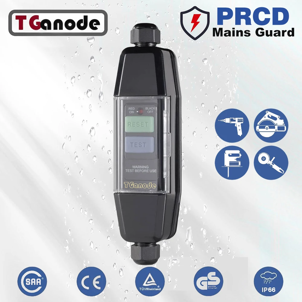 Inline RCD Connector,PRCD Intermediate Safety Switch,Residual Current Protection Anti-Electric Shock For Outdoor,Power Tool,IP66