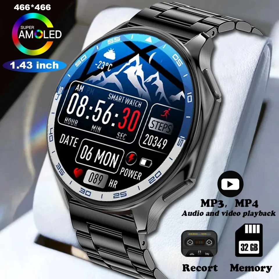 Zordai DT Watch X Smart Watch Men New 3D Amoled Screen AOD Mode Waterproof Smartwatch Wristwatch 4GB Video Music Wireless Charge