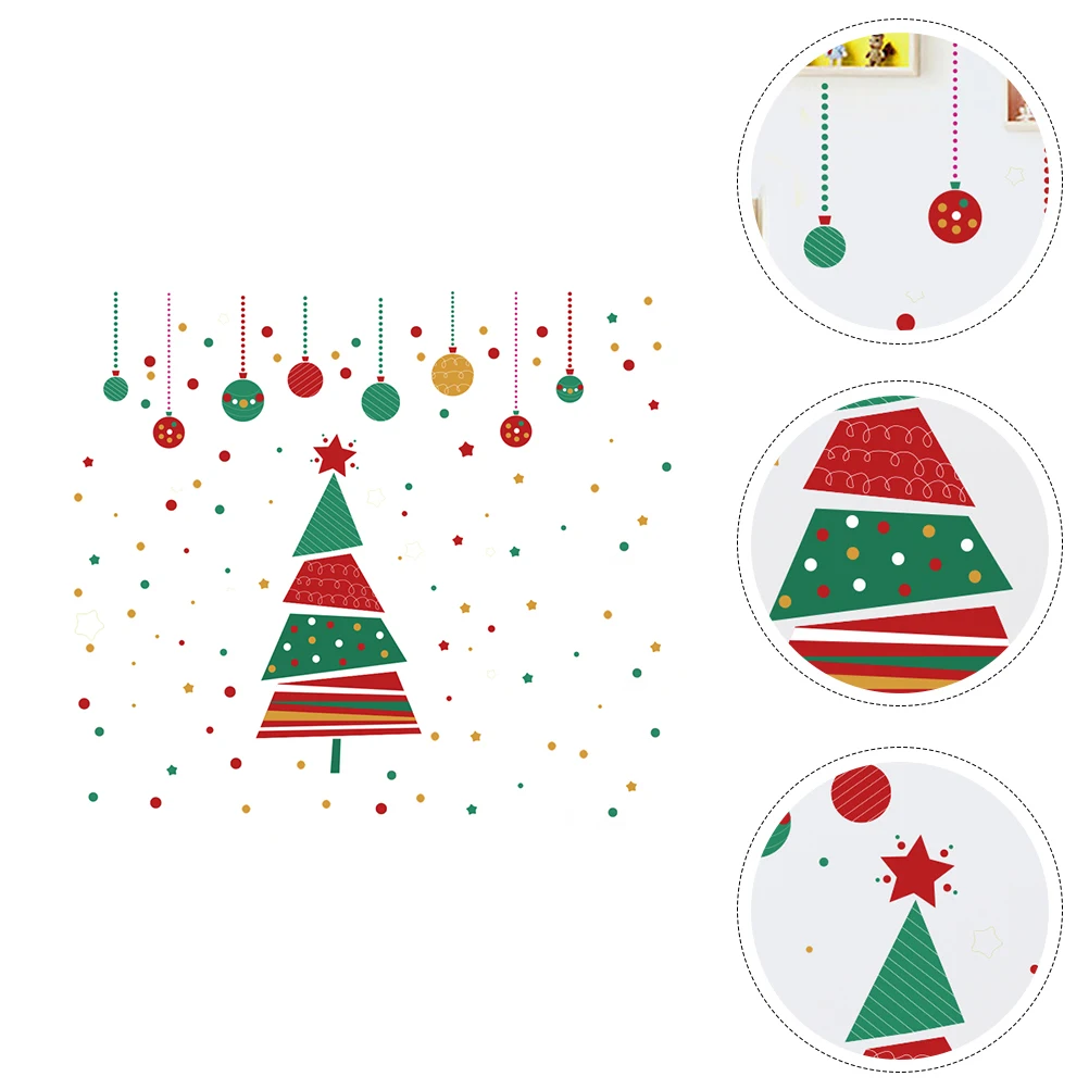 

Large Christmas Tree Ball Wall Stickers Window Decals Cartoon Colorful Pvc Decoration