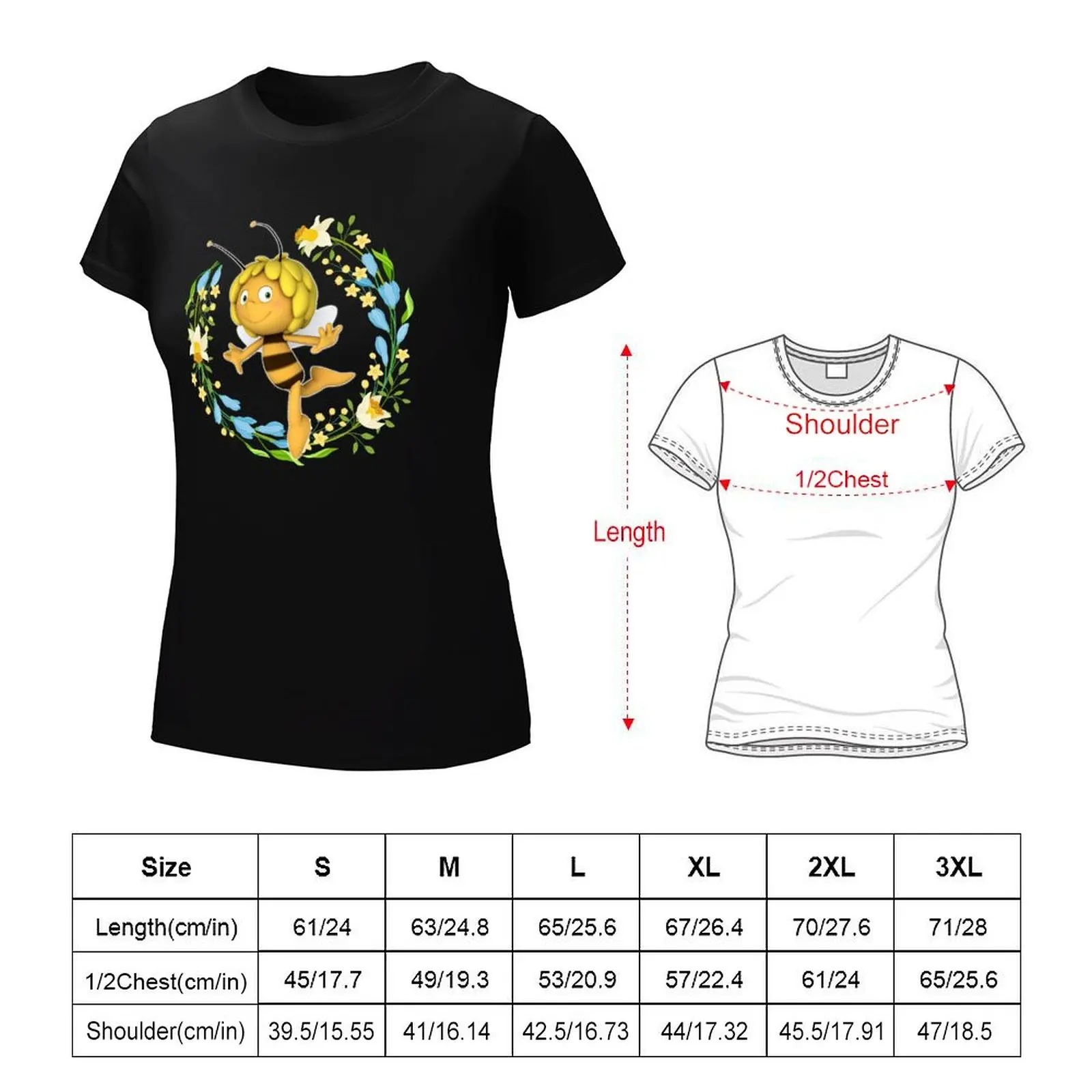 Maya The Bee with flowers T-Shirt Short sleeve tee kawaii clothes t shirt dress Women