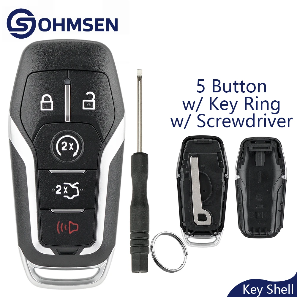 OHMSEN Chiave A Distanza Senza Chiave Fob Uncut Borsette Caso 5 Pulsante Per Ford Mustang Explorer Edge Fusion Lincoln MKC MKX MKZ 2013-2018
