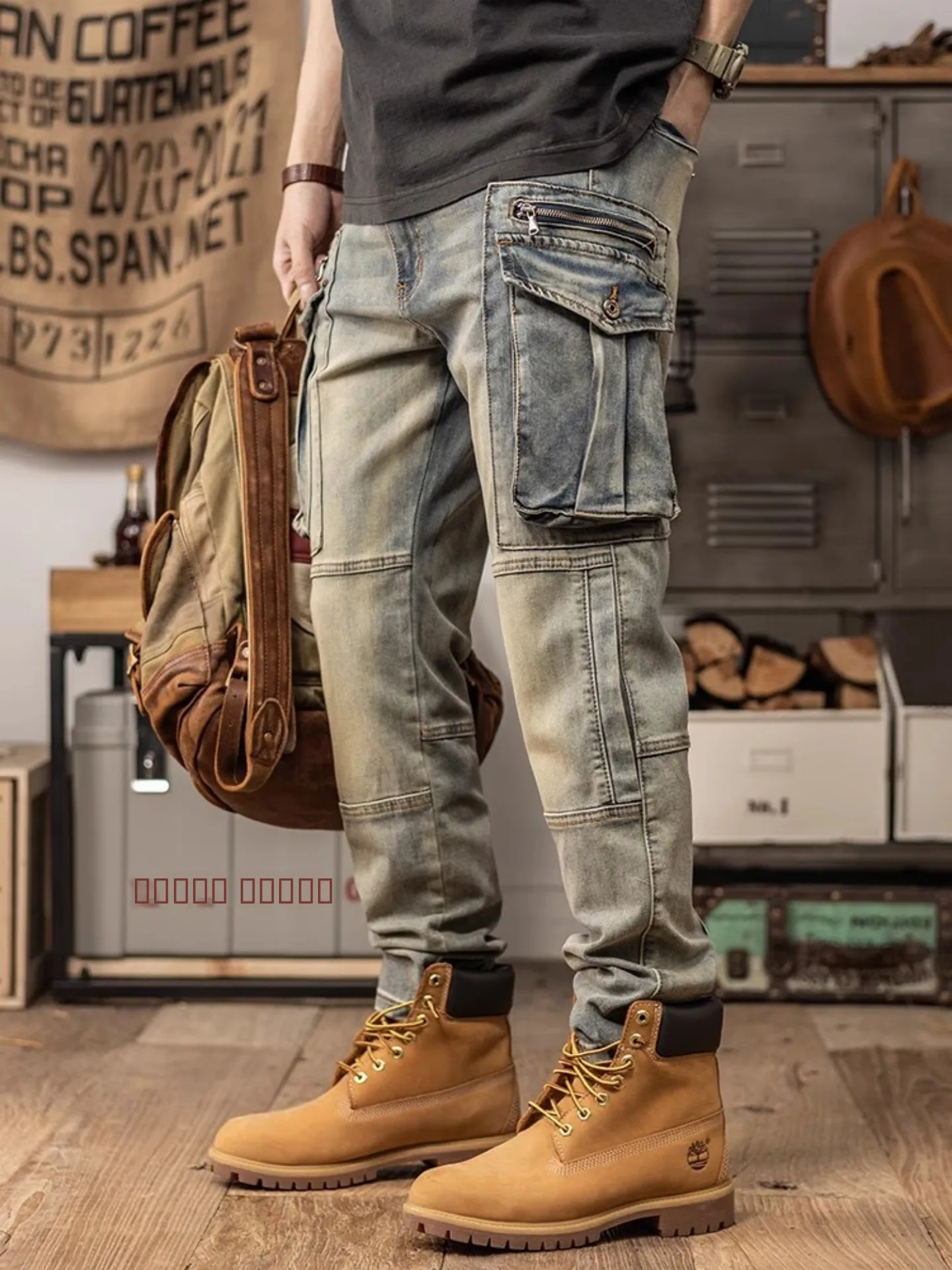 

Мужские джинсы в стиле ретро-американский мотоциклетный кэжуал, эластичные, приталенные, модные, прямые, зауженные, повседневные брюки