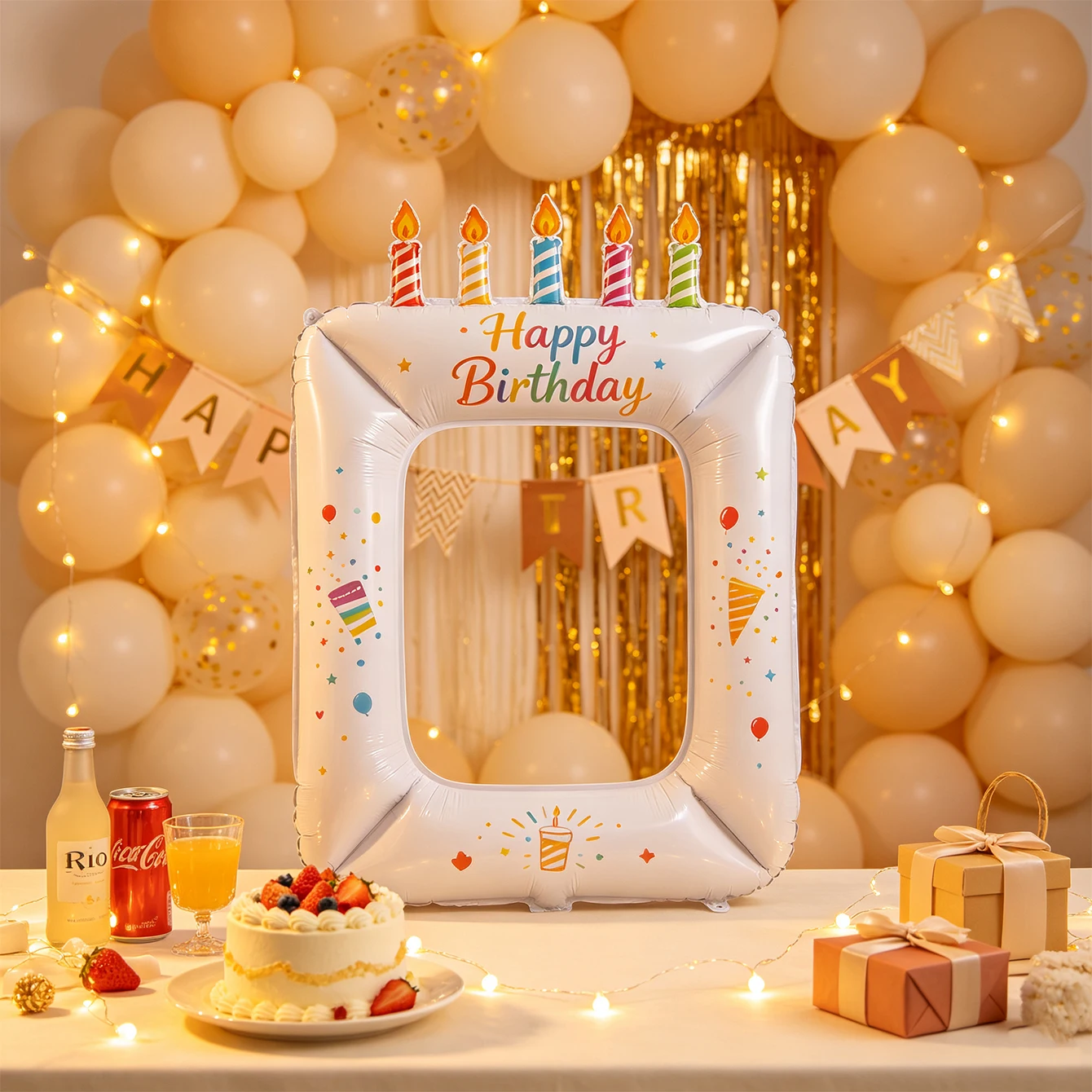 Ins Wind Internet-Promi-Fotorahmen, bedruckter Ballon, Happy Birthday Gruppenfoto-Requisiten, Feiertagsparty Aluminiumfolien-Dekoration – Detail 3