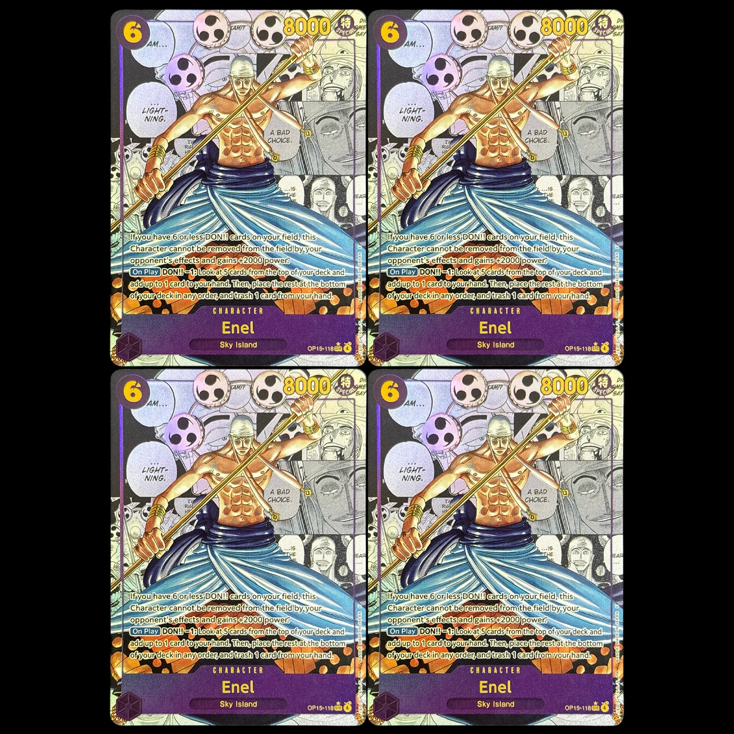 One Piece TCG OPCG English Enel SEC-SP Comic Parallel Collection card Adventure On Kami‘s Island OP15-118 Foil Card Proxy