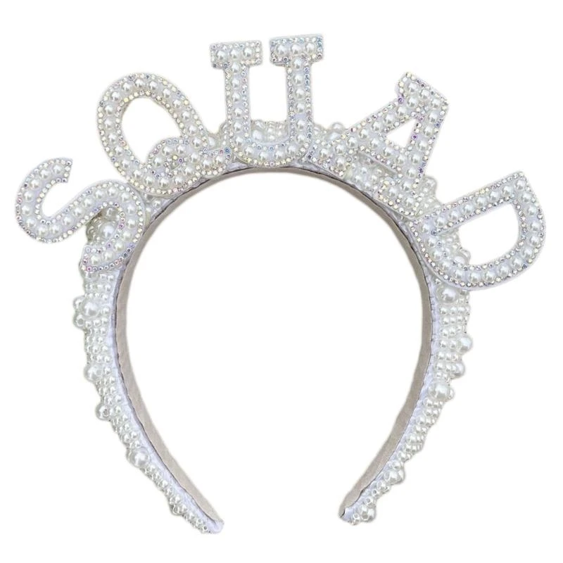 39BC Pregnant Woman Headband Princess Headpieces Baby Shower Baptism Vintage Pearls Headpieces Party Props