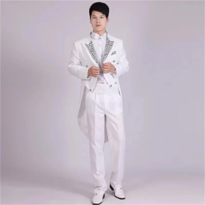 Men's Black Tuxedo Dress Jazz Christmas Magic Show Clothing Wedding Suit Tailcoat Mens Tuxedo Suits Black And White