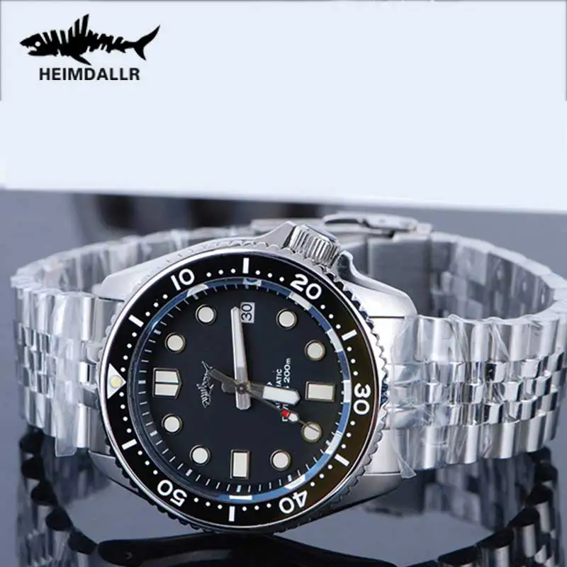 HEIMDALLR SKX007 Mens Mechanical Watch NH35 Sapphire Crystal Automatic C3 Luminous Ceramic Bezel Diver Watch 200m Waterproof