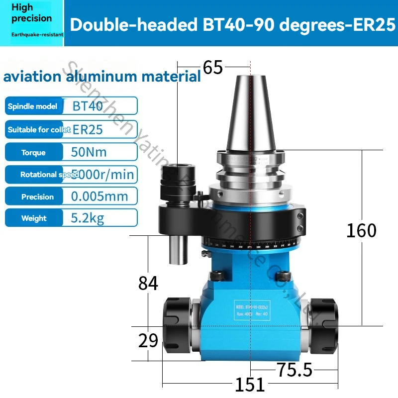 BT30-ER20 ER25  Angle Head Machining Center Side Milling Head  High-speed Right Angle Angle Head