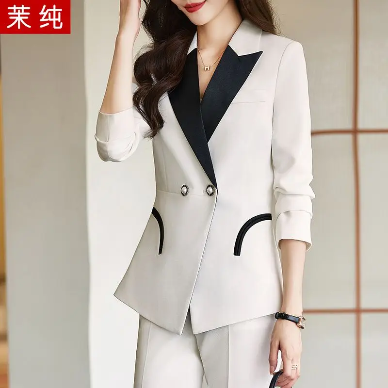 

4-B6 Fashion suit for women 2023 new white shorts wear a complete set of professionk clothes color matching suit two-piece suit