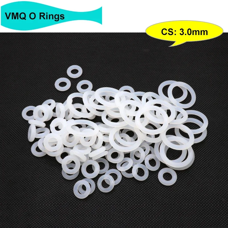 

10/50Pcs White Silicone VMQ O Ring Gasket CS 3mm OD 10 ~ 150mm Food Grade Waterproof Washer Rubber Insulated O Shape Seal Tool