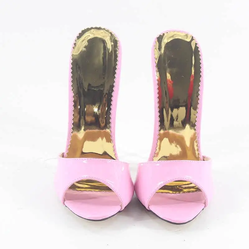 FHC 16cm High Heels Sandals,Women Stage Show Summer Shoes,Shallow Out Slippers Mules,Peep Toe Slides,Pink,Customized Colors,