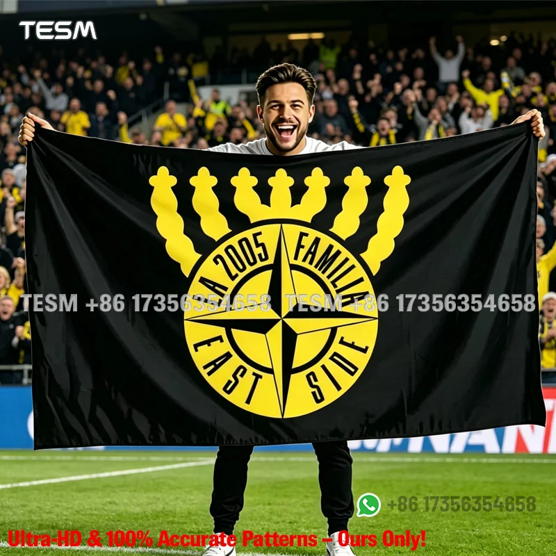 TESM Fans Flag 3D Print Club Banner Decoration Birthday Graduation Ceremony Festival EventShop Promotional Home Wall Decoration