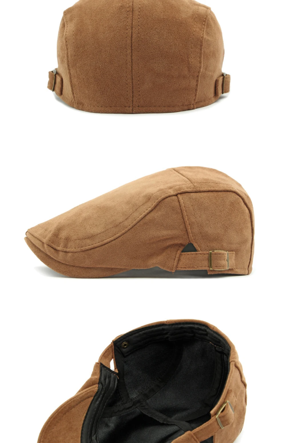 HT4954 Retro-Künstler-Maler-Baskenmütze aus Wildleder, verstellbare Ivy-Flatcap für Herren und Damen, Frühling, Herbst, Winter, Baskenmützen – Detail 12