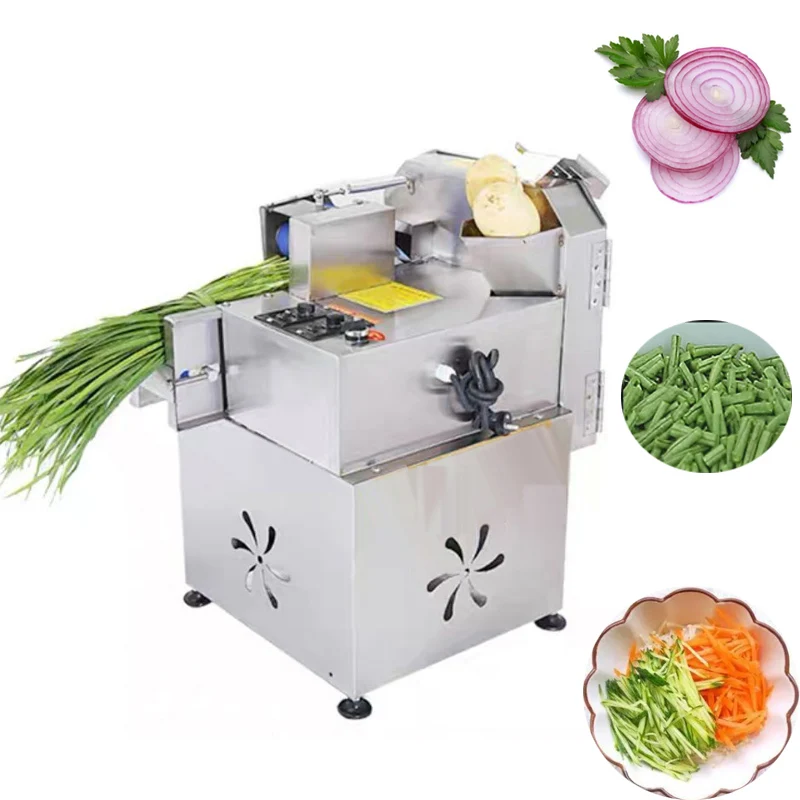 Commercial Double Motor Vegetable Fruit Electric Cutting Machine Automatic Cut Into Slices And Sections