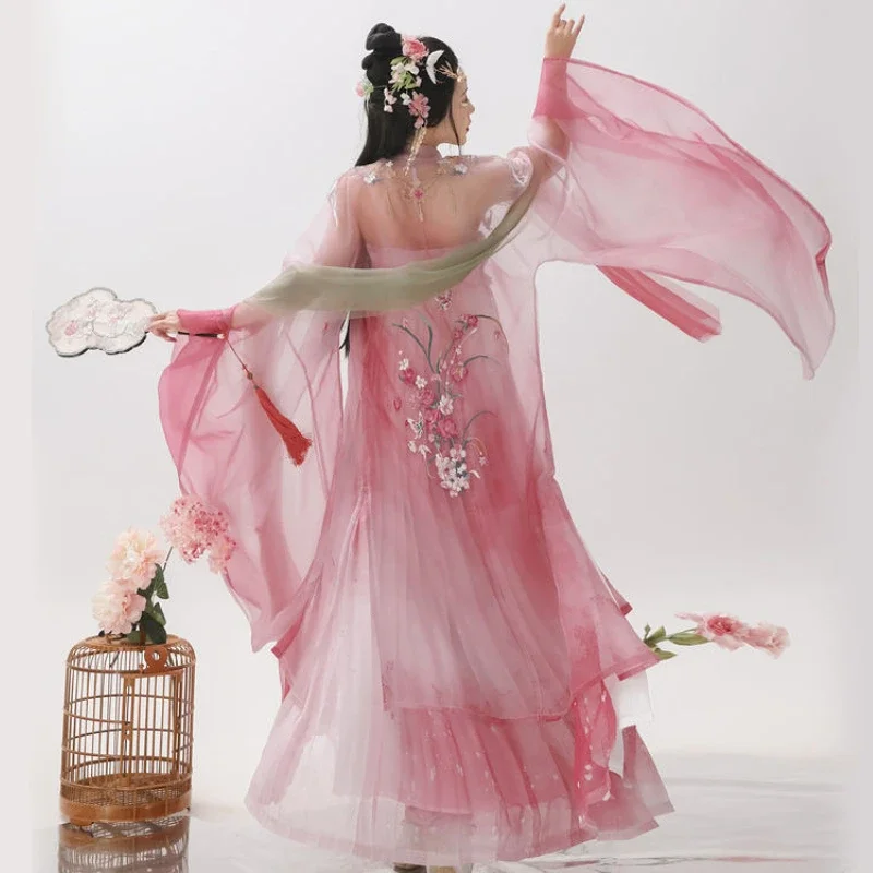 Red Pink Hanfu Costume Vintage Elegant princess Robe 2025 Chinese Traditional Cosplay Costume Tang Dynasty Stage Dance Dress