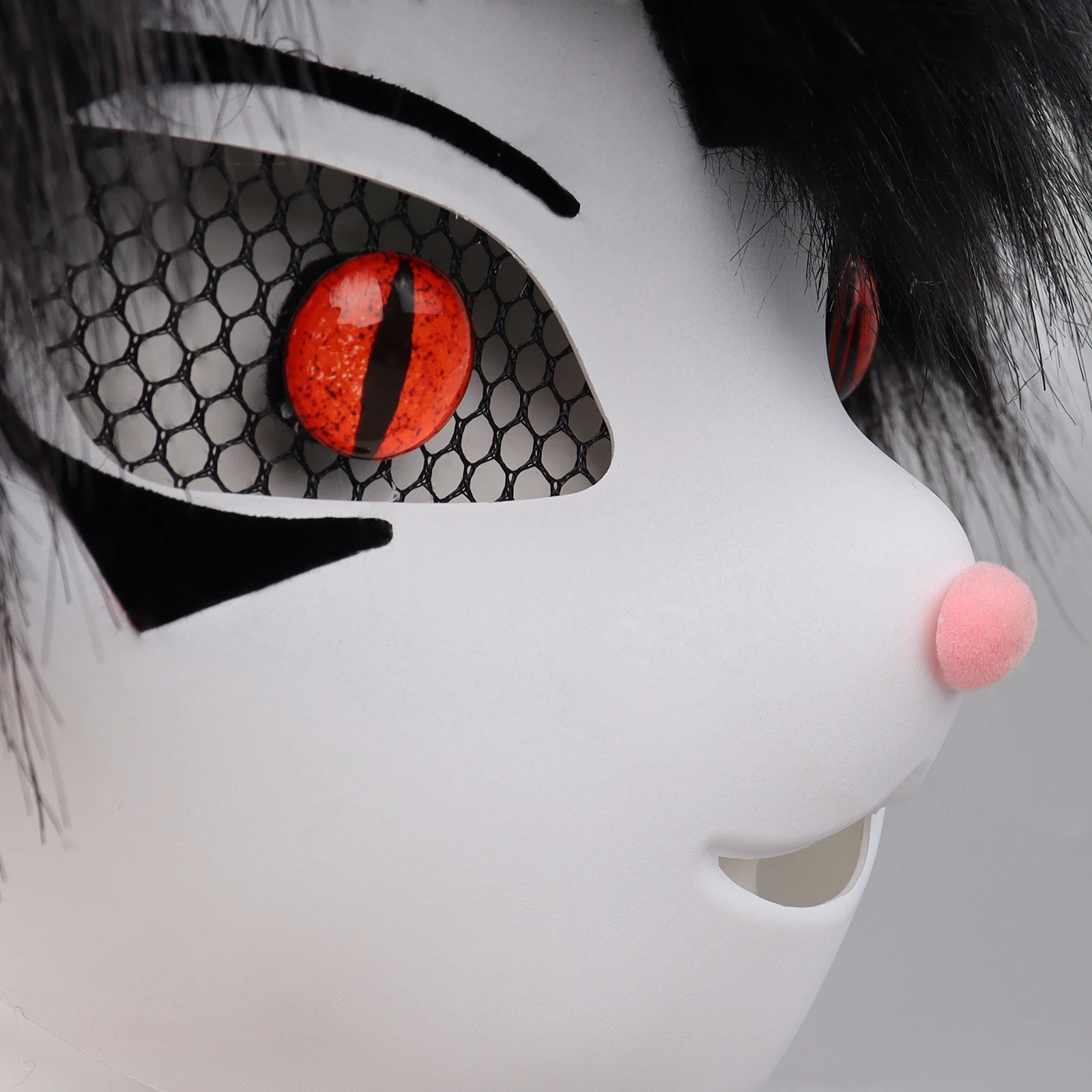 Maschera per il viso in corno di mucca di volpe animale in pelliccia sintetica per accessorio per costume cosplay per feste in maschera