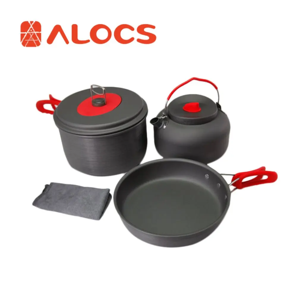 ALOCS C19T Non-Stick Pot Aluminum Alloy Camping Cookware Portable Outdoor Cooking Tools Picnic Set Pot Pan Kettle For 2-3 People