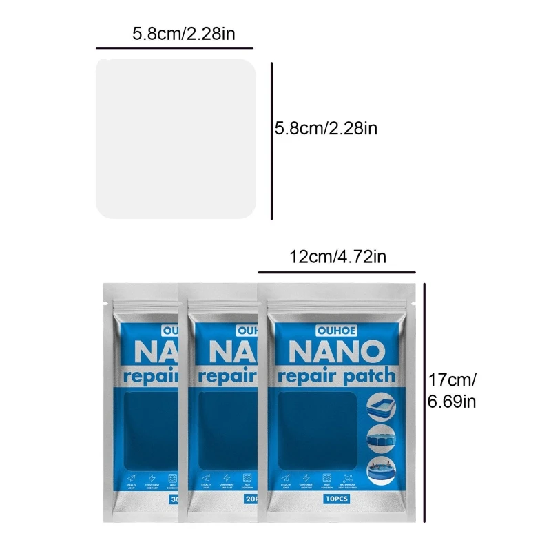 10/20/30x/세트 에어 보트용 투명 수리 테이프 자체 접착 수리 패치