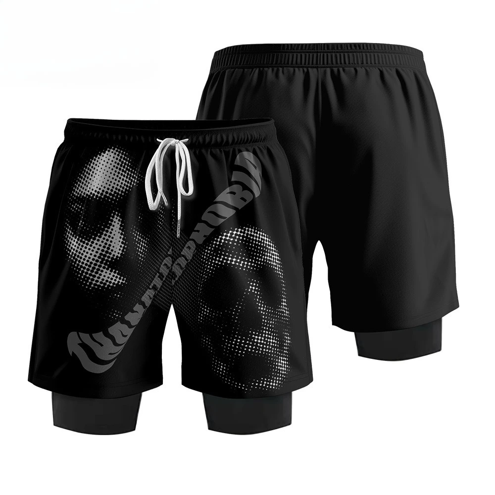 New Men's 2-in-1 Fitness Running Shorts, Outdoor Quick Drying Cycling Shorts, Casual Beach Shorts, Surfing, Swimming, Soccer