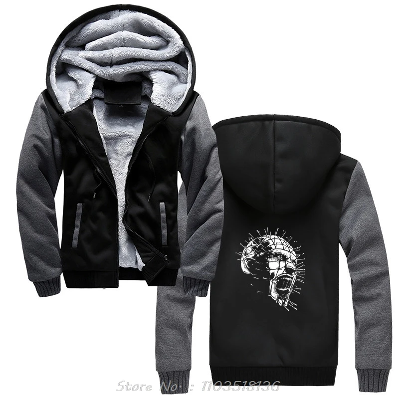 Men Hoodie Hellraiser Pinhead Horror Novelty Hoody Clothing Cotton Jacket Zip Up Hoodies Coats Winter Streetwear