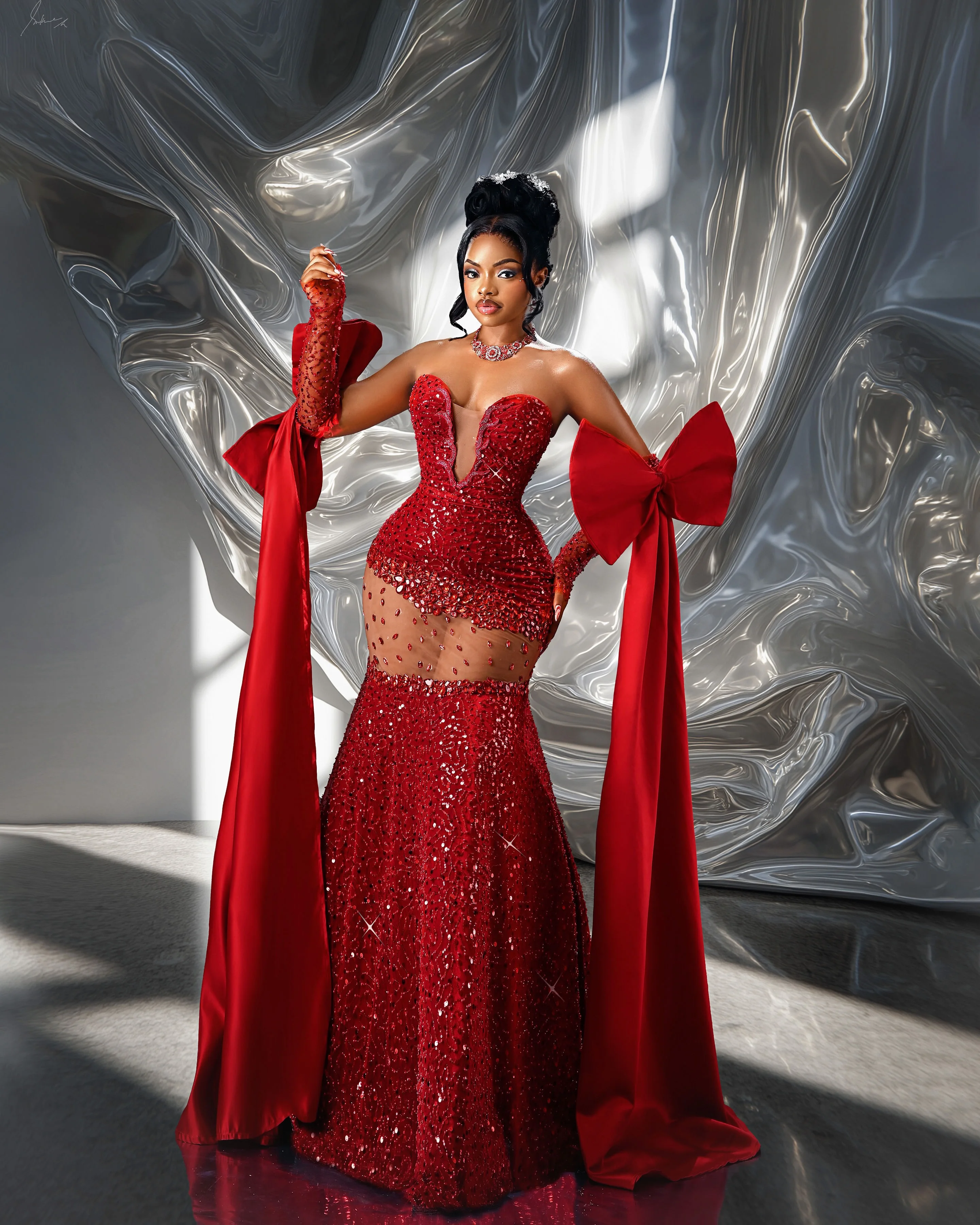 Shiny Long Prom Dresses For Black Girls Crystals Sequins Birthday Party Dresses African Evening Gown Robe De Customized