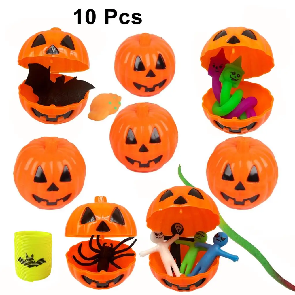 

10pcs Halloween Portable Pumpkin Buckets Trick Or Treat Halloween Candy Decorated Pumpkin Bucket Party Gifts Ornamental