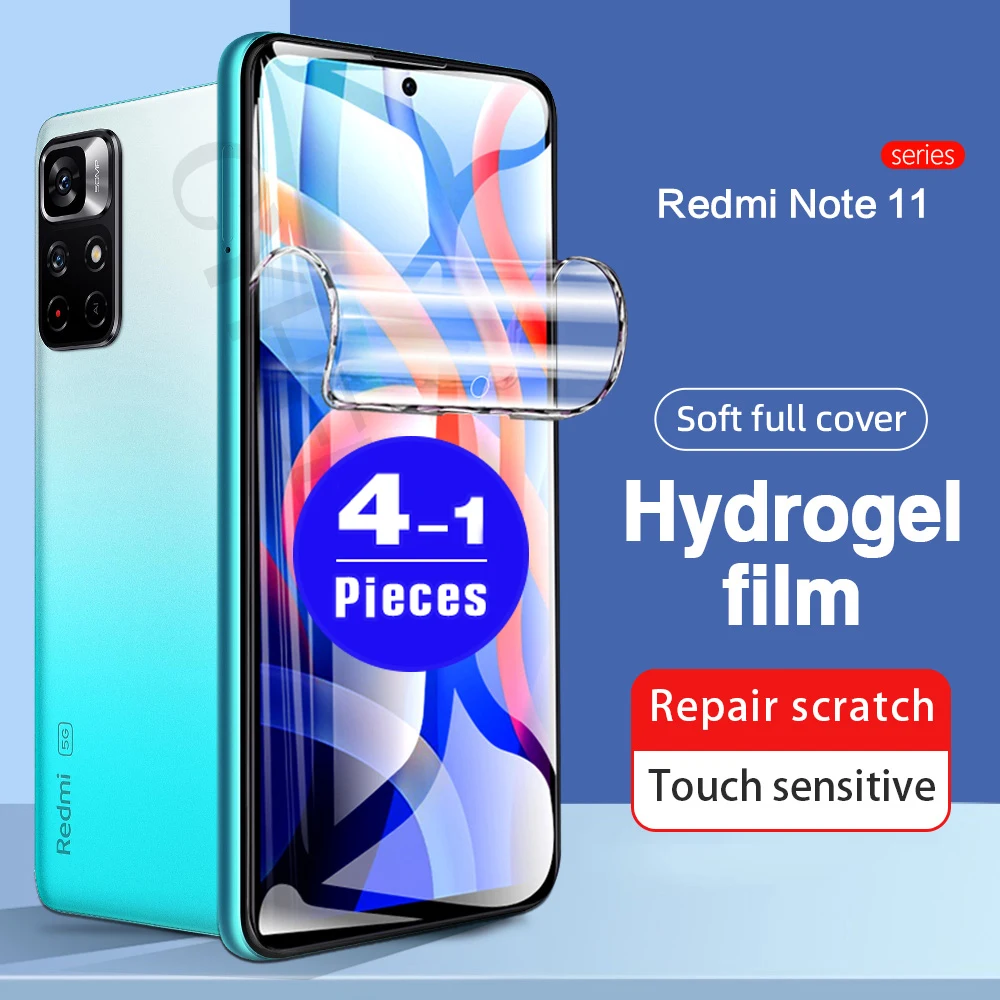 

Мягкий чехол с полным покрытием для redmi note 11 pro plus 11T 10 10S 9 pro max 9S 8 8T 7 7S, Гидрогелевая пленка для телефона, 1-4 шт.