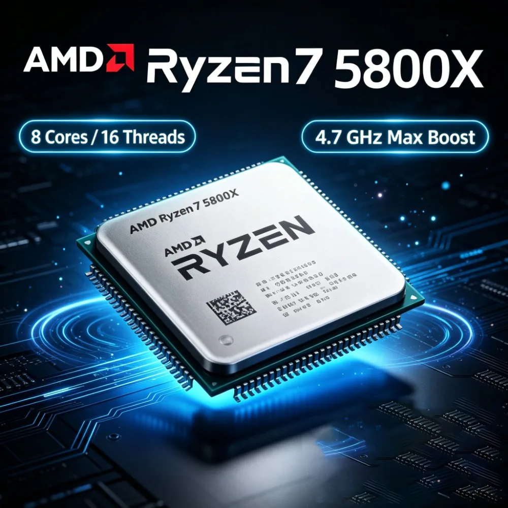 AMD R7 5800X Ryzen 7 5800X 8 Core 16 Thread AM4 Desktop CPU 3.8GHz for Gaming Streaming Content Creation Office Work