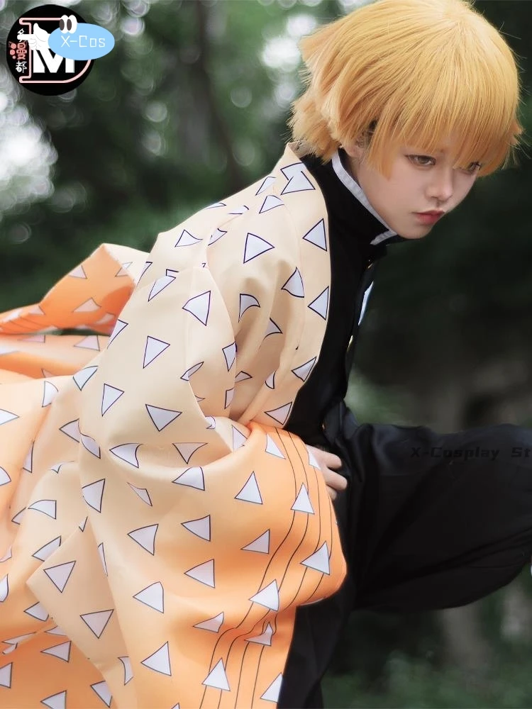 Zenitsu Cosplay Trajes Femininos, Kimetsu No Yaiba, Traje de Halloween, Anime Inteiro, Peruca, Itens Novos, Adulto