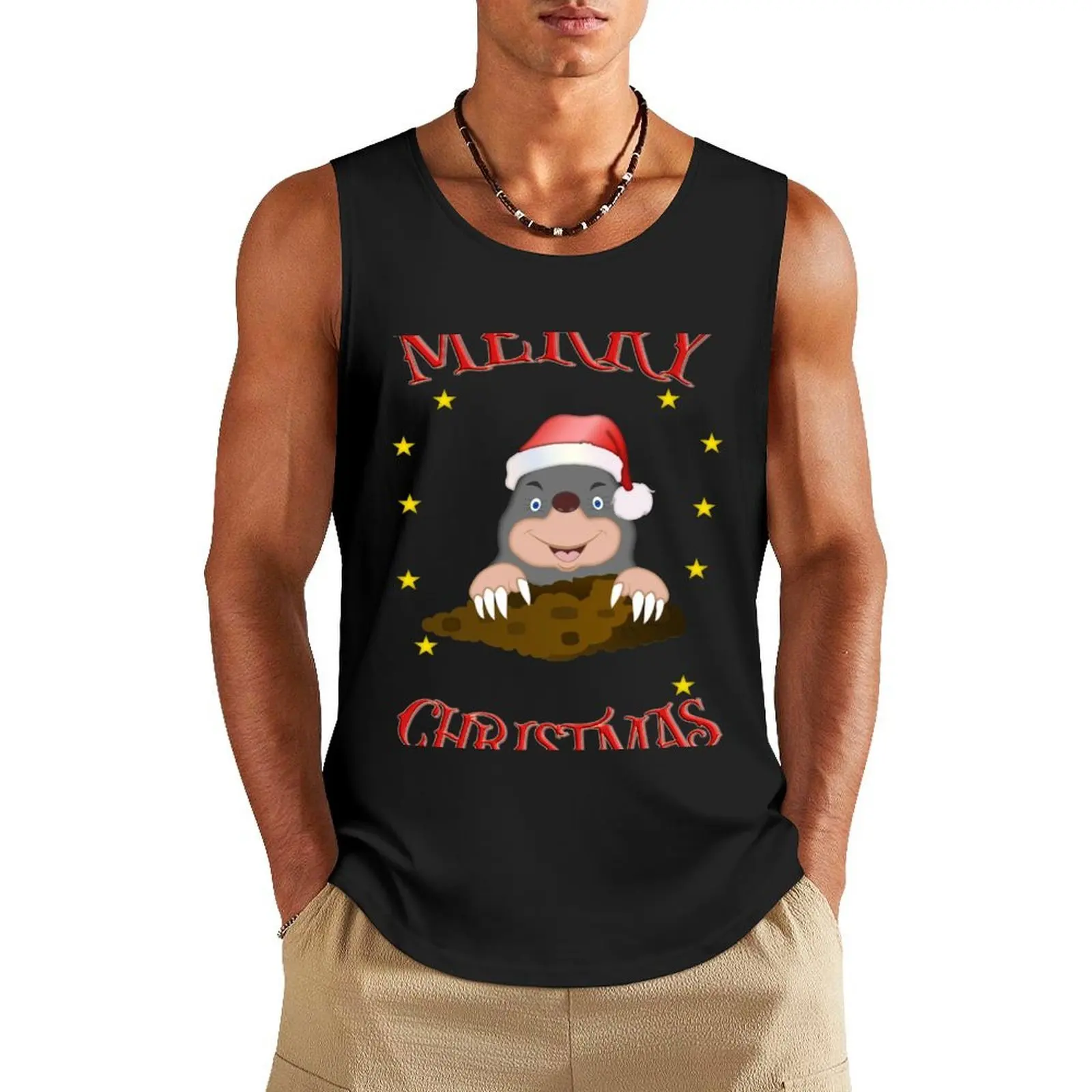 

Merry Christmas Santa Baby Mole (Mole) Tank Top fitness Sports shirt man