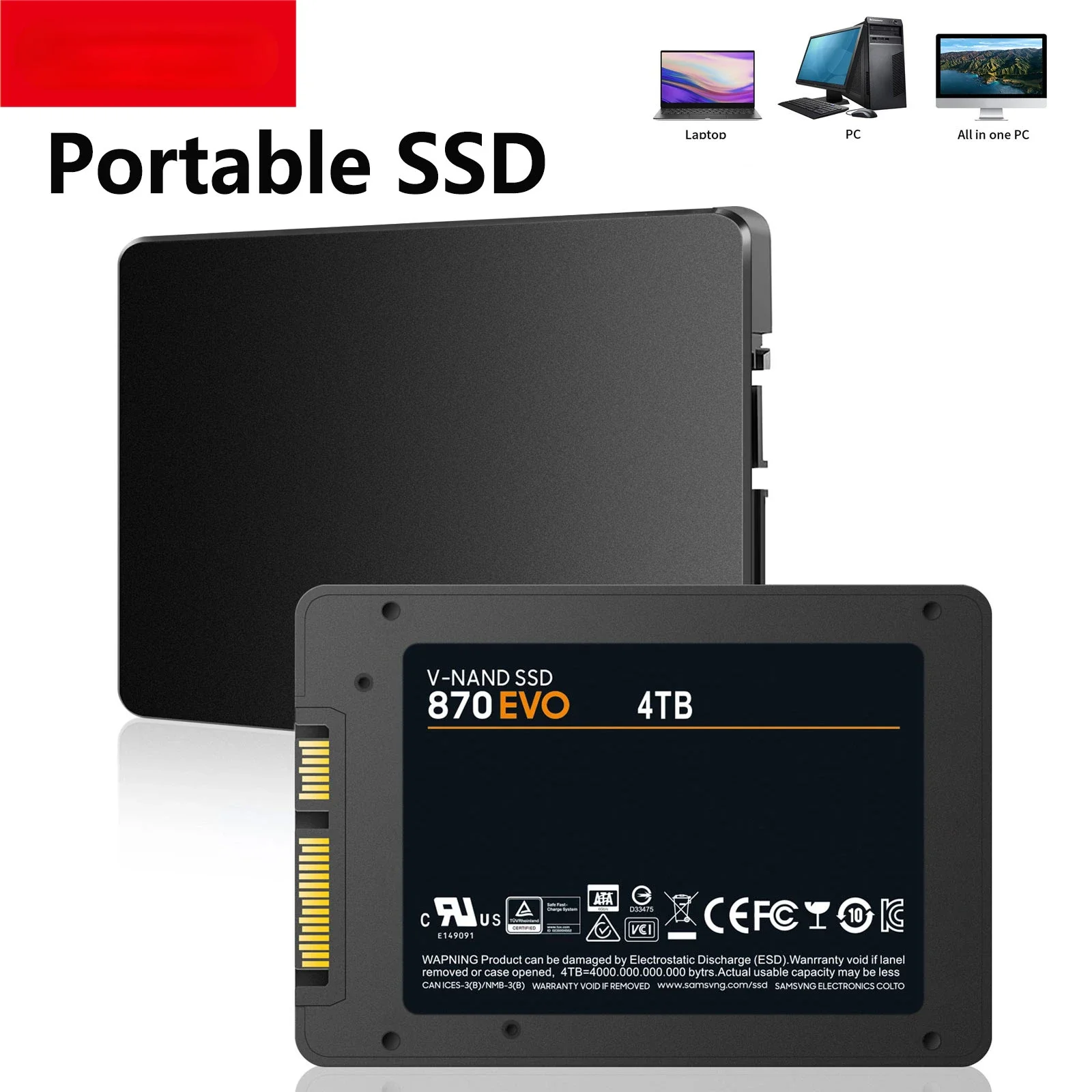 

Внутренний твердотельный накопитель 4 ТБ 870 EVO для PS5, жесткий диск SSD 2,5 дюйма, твердотельный накопитель для ноутбука, микрокомпьютера, настольного компьютера