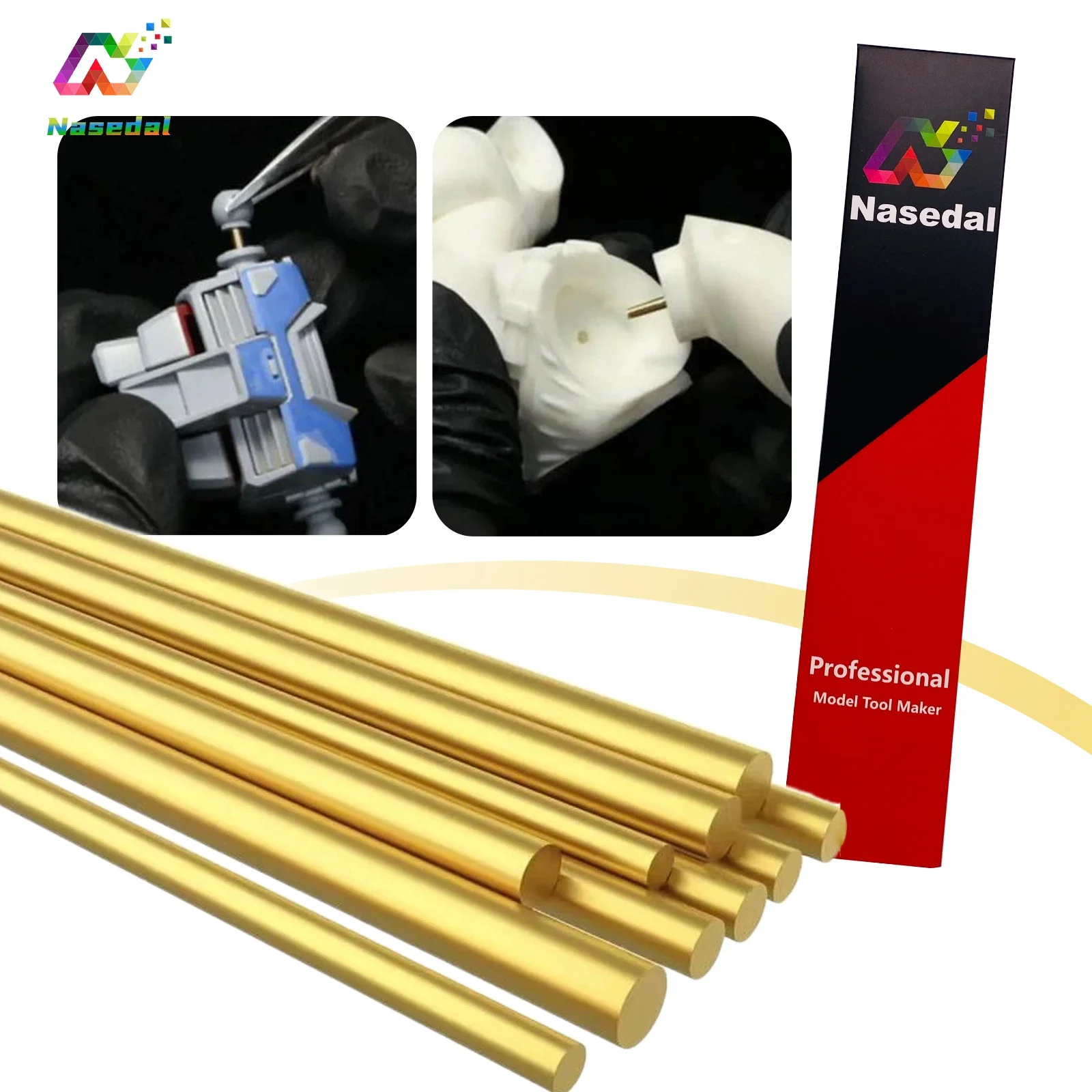 Nasedal 0.5mm-3.0mm Brass Rod for Gundam Mecha Military Model Building Skeleton Reinforcement Broken Part Repair DIY Accessories