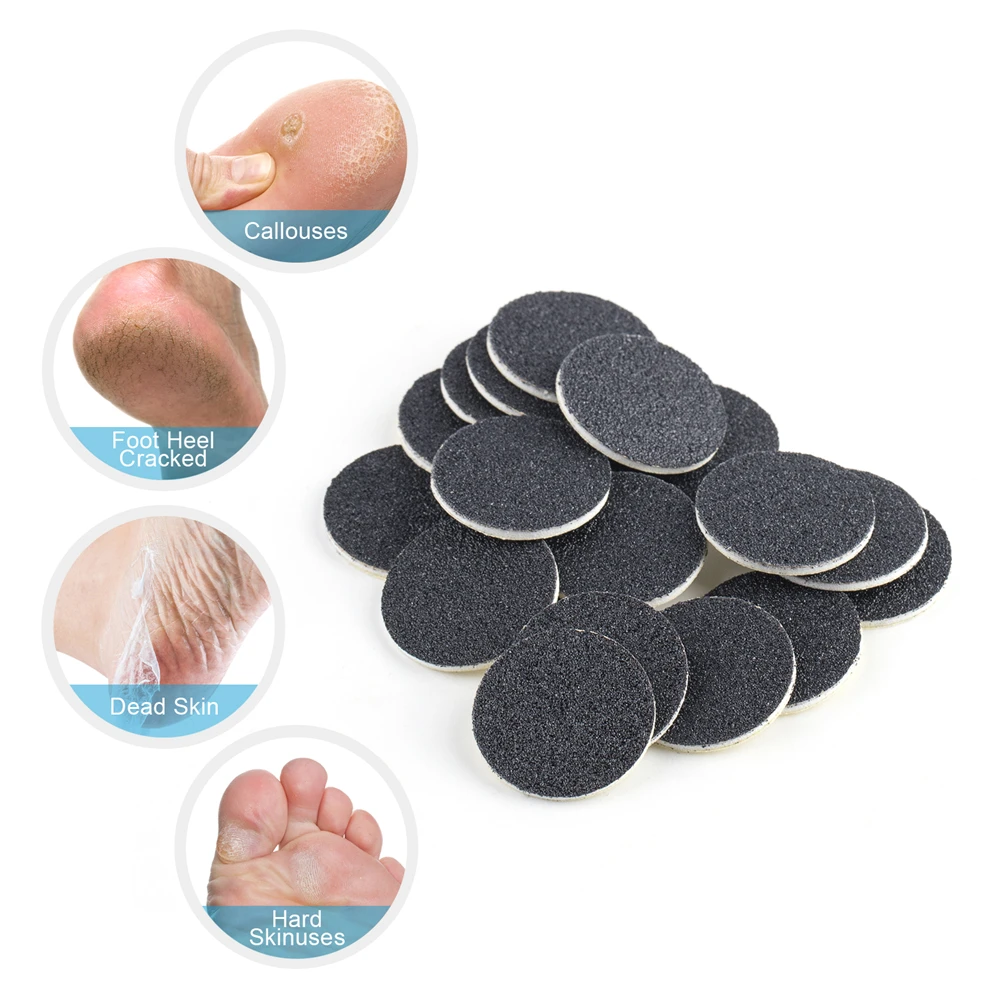 TP 20mm 60pcs/box Sanding Paper Pedicure Sandpaper With Metal Nozzle For Foot Files Dead Skin Callus Remove Cuticle Tools