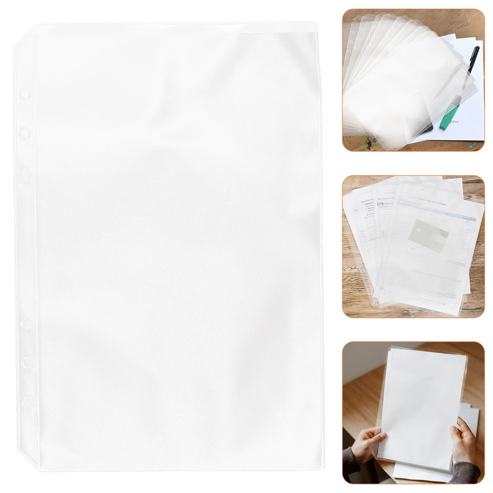 

10 Pcs Thicken Information Bag File Folder Clear Pvc Bags 6 Holes Binder Pockets
