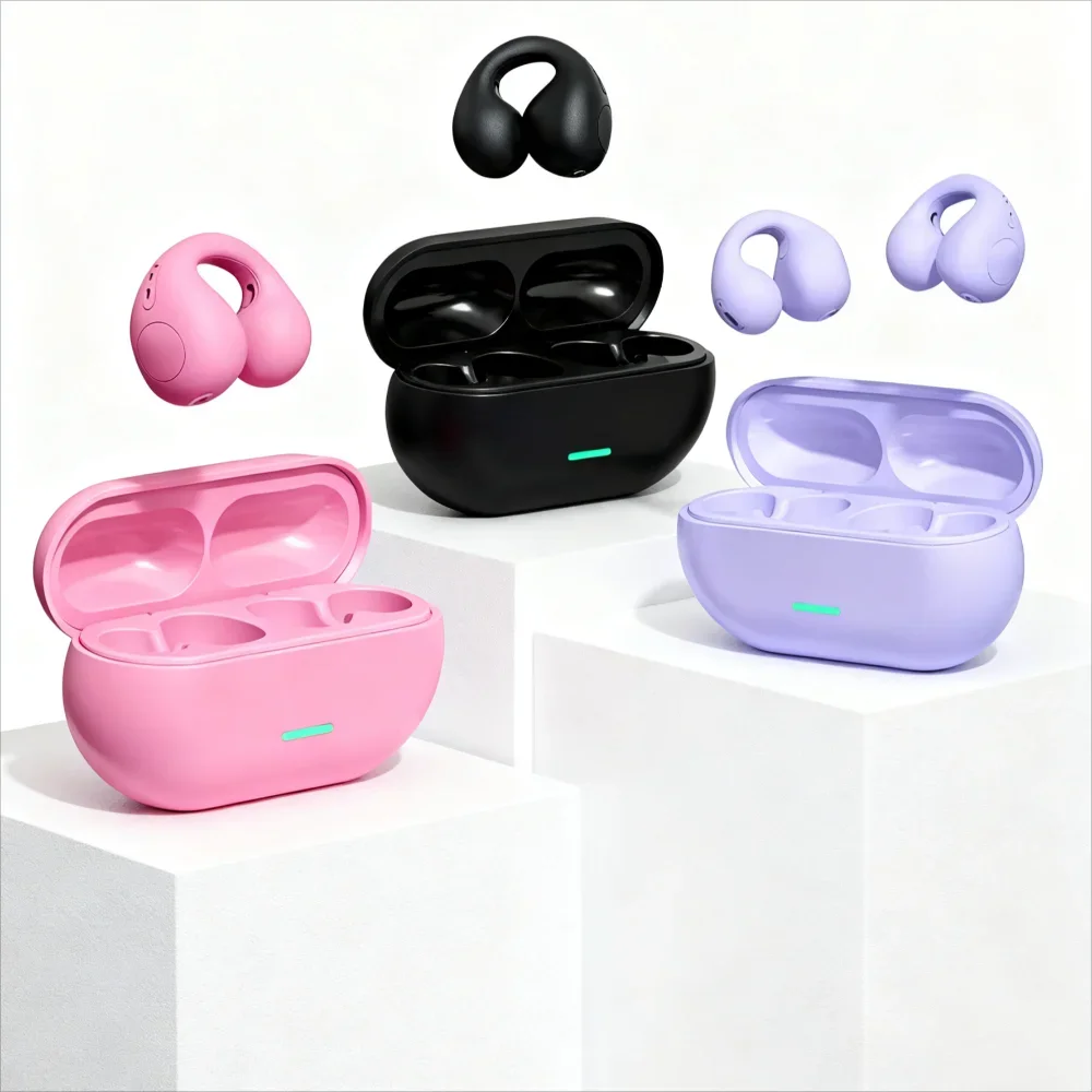 سماعة بلوتوث 5.3 سماعات توصيل الهواء اللاسلكية كليب الأذن الموسيقى إلغاء الضوضاء HD دعوة سماعة ألعاب رياضية