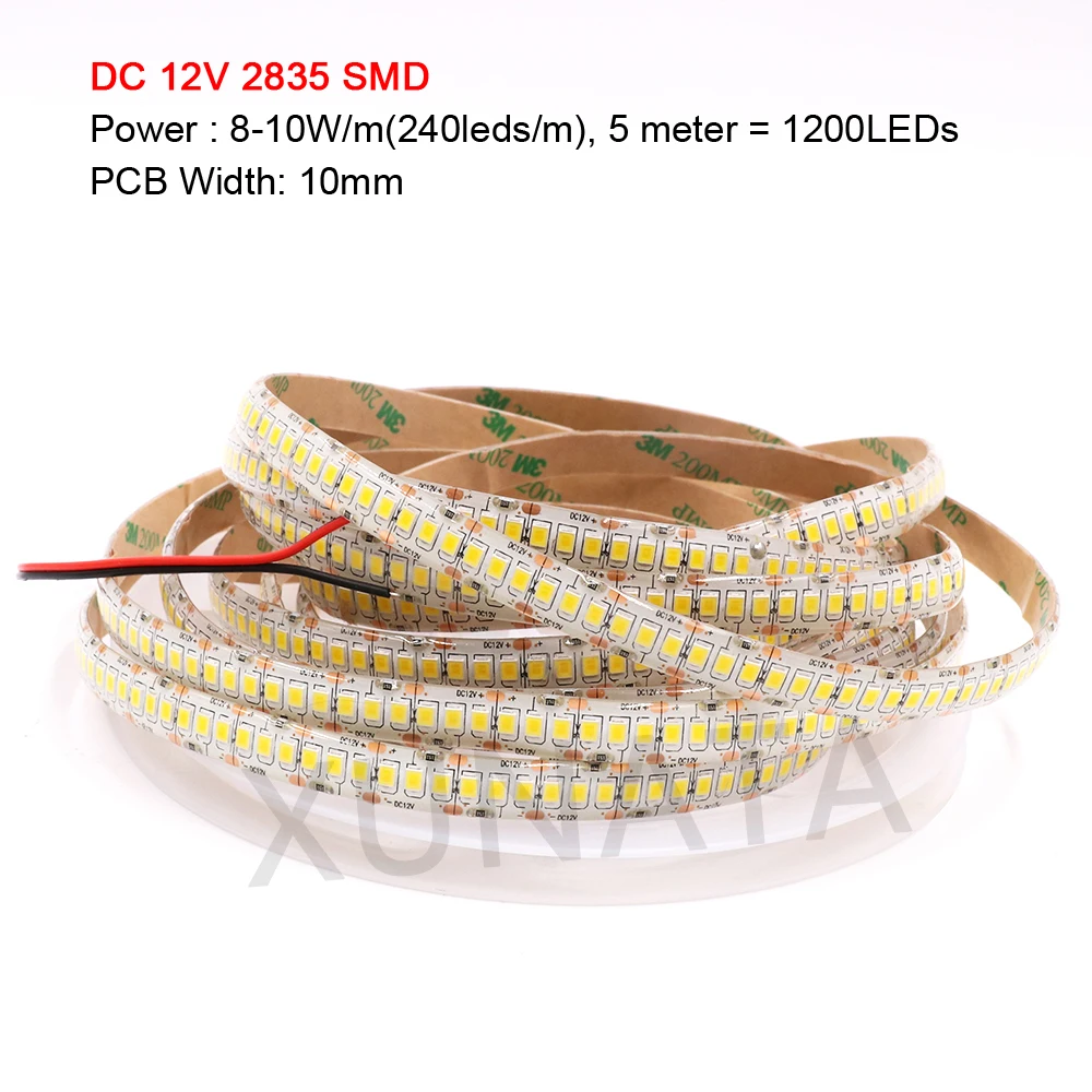 12V 24V 5m LED Strip Light SMD 5054 5050 2835 Waterproof Flexible LED Tape Ribbon Lights Home Decor RGB Warm/Natural/Cold White