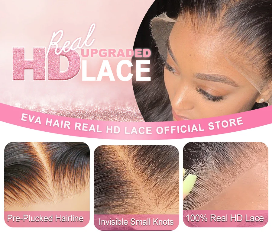 Eva Real HD Lace Wigs Straight 2x6 HD Lace Closure Wig Deep Part Pre Plucked Melt All Skins Invisible HD Human Hair Closure Wigs