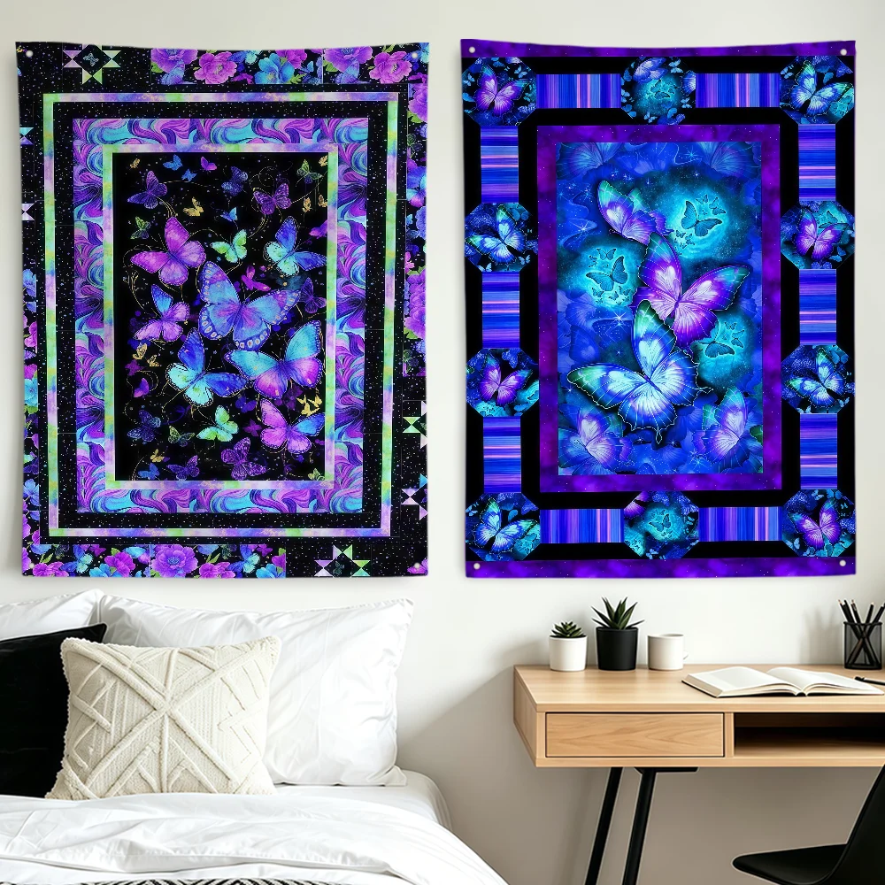 Fashion Vibrant Multicolor Butterfly Starry Sky Flag Room Hogar Dorm Home Outdoor Banner Party Club Wall Hanging Decor Gift