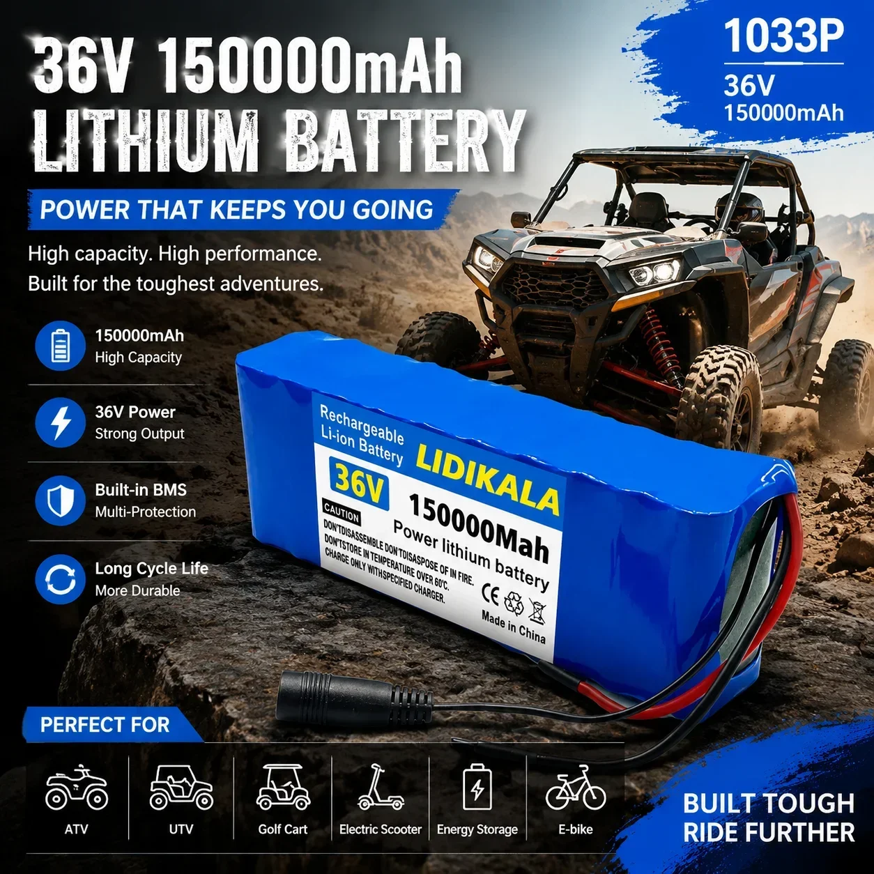 36V 150Ah 10S3P 18650 wiederaufladbarer Lithium-Ionen-Akku, tragbar, mit integriertem BMS-Schutz, Ersatzakku für Elektroroller, E-Bikes und Elektrofahrzeuge.