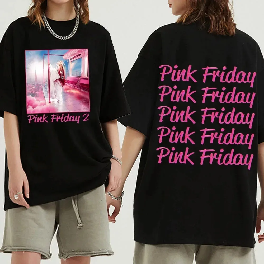 Nicki Minaj Pink Friday 2 T-Shirts Man Woman Harajuku Hip Hop O-Neck Short Sleeve Shirts